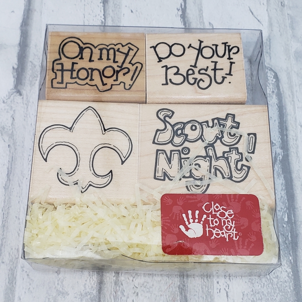 Close to My Heart ON MY HONOR Stamping Set Wood Mounted Rubber Stamps 4 Designs